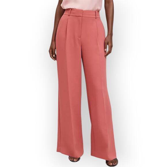 Sz8 NEW AnnTaylor PantSuit Blazer+Pant CrinkleCrepe BurntMauve - Picture 3 of 16